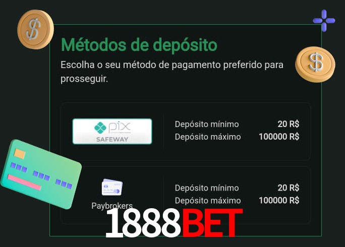 O cassino 1888Bet oferece uma grande variedade de métodos de pagamento